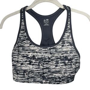 Champion Power Core Gray & White Print Racer Back Sports Bra Women's Large